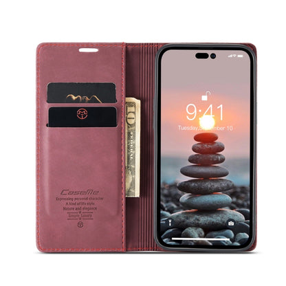 For iPhone 14 Pro CaseMe-013 Multifunctional Retro Frosted Leather Phone Case(Wine Red) - iPhone 14 Pro Cases by CaseMe | Online Shopping South Africa | PMC Jewellery | Buy Now Pay Later Mobicred