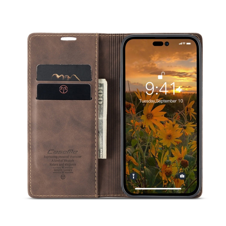 For iPhone 14 Pro Max CaseMe-013 Multifunctional Retro Frosted Leather Phone Case (Coffee) - iPhone 14 Pro Max Cases by CaseMe | Online Shopping South Africa | PMC Jewellery | Buy Now Pay Later Mobicred