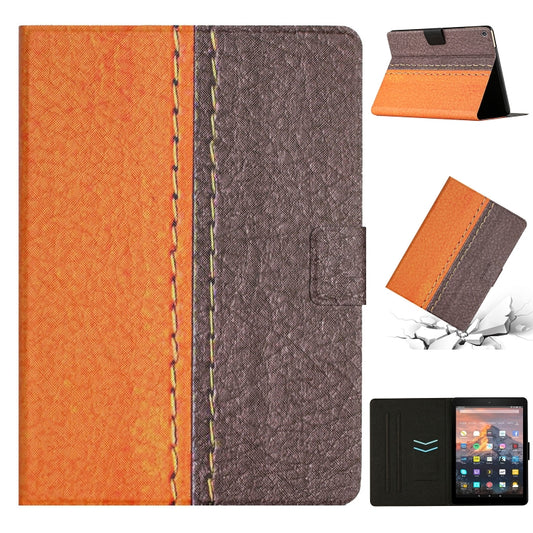 For Amazon Kindle Fire HD 10 2015 Stitching Solid Color Smart Leather Tablet Case(Orange) - Lenovo by PMC Jewellery | Online Shopping South Africa | PMC Jewellery | Buy Now Pay Later Mobicred