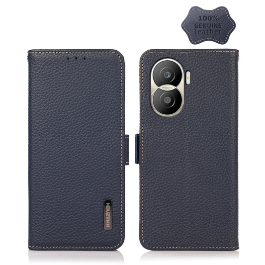 For Honor X40i KHAZNEH Side-Magnetic Litchi Texture Genuine Leather RFID Phone Case(Blue) - Honor Cases by PMC Jewellery | Online Shopping South Africa | PMC Jewellery | Buy Now Pay Later Mobicred