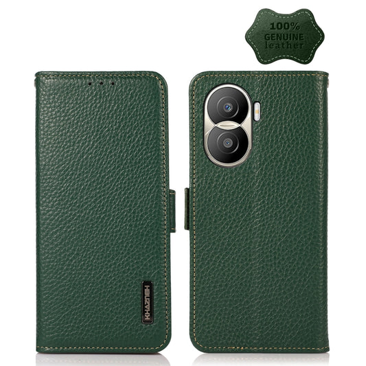 For Honor X40i KHAZNEH Side-Magnetic Litchi Texture Genuine Leather RFID Phone Case(Green) - Honor Cases by PMC Jewellery | Online Shopping South Africa | PMC Jewellery | Buy Now Pay Later Mobicred