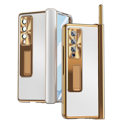 For Samsung Galaxy Z Fold4 Aluminum Alloy Double Hinge Shockproof Phone Protective Case(Silver Gold) - Galaxy Z Fold4 5G Cases by PMC Jewellery | Online Shopping South Africa | PMC Jewellery