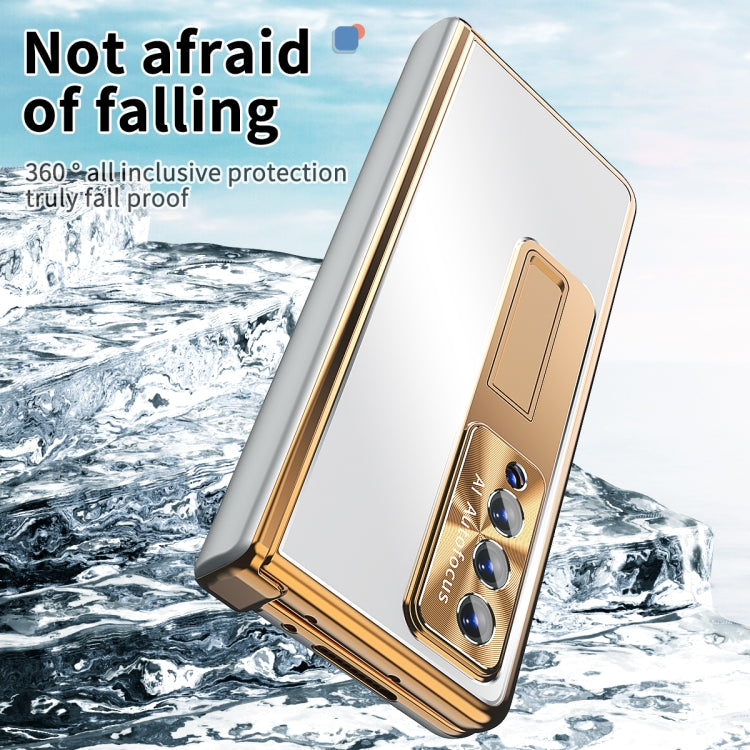 For Samsung Galaxy Z Fold4 Aluminum Alloy Double Hinge Shockproof Phone Protective Case(Silver Gold) - Galaxy Z Fold4 5G Cases by PMC Jewellery | Online Shopping South Africa | PMC Jewellery