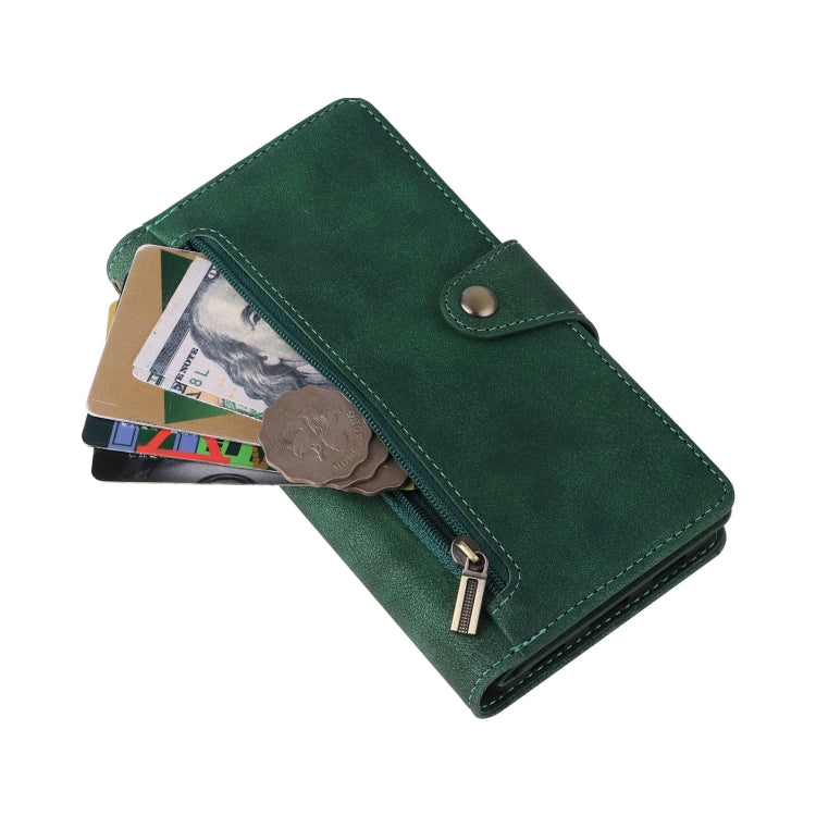 For Google Pixel 6a Rivet Buckle 9 Cards Three Fold Leather Phone Case(Green) - free shipping - PMC TechLife - Order now!