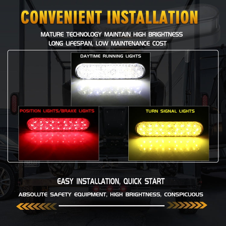 2 PCS 24LED Reflector Brake Light Turn Signal Light(White Shell Red Light) - Turn Signal by PMC TechLife | Online Shopping South Africa | PMC TechLife | Buy Now Pay Later Mobicred