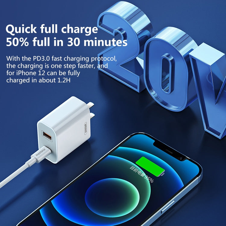 REMAX RP-U68 20W USB+USB-C/Type-C Dual Interface Fast Charger Set, Specification:EU Plug(White) - USB Charger by REMAX | Online Shopping South Africa | PMC Jewellery | Buy Now Pay Later Mobicred