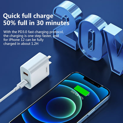 REMAX RP-U68 20W USB+USB-C/Type-C Dual Interface Fast Charger Set, Specification:US Plug(White) - USB Charger by REMAX | Online Shopping South Africa | PMC Jewellery | Buy Now Pay Later Mobicred