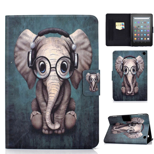 For Amazon Kindle Fire 7 2022 Electric Horizontal Flat Painted Leather Tablet Case(Elephant) - Amazon by PMC Jewellery | Online Shopping South Africa | PMC Jewellery | Buy Now Pay Later Mobicred