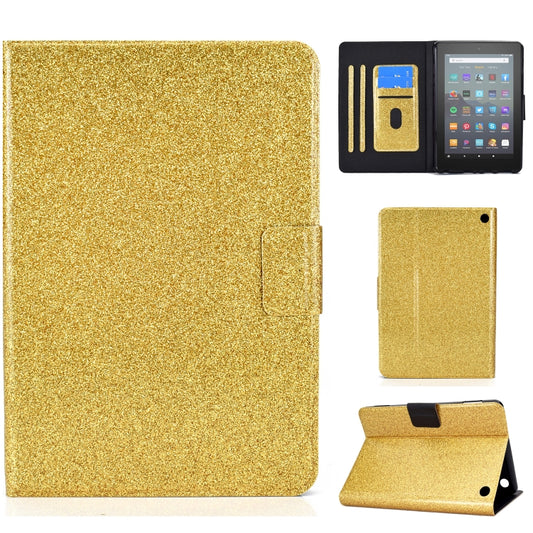 For Amazon Kindle Fire 7 2022 Varnish Glitter Powder Smart Leather Tablet Case(Yellow) - Amazon by PMC Jewellery | Online Shopping South Africa | PMC Jewellery | Buy Now Pay Later Mobicred