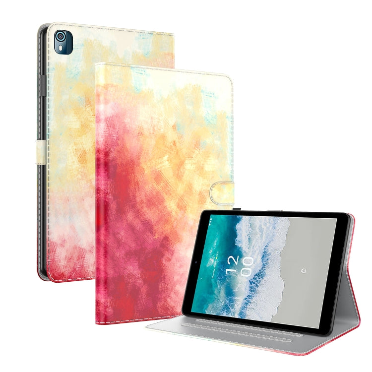 For Nokia T10 Watercolor Pattern Flip Leather Tablet Case(Spring Cherry) - Nokia by PMC TechLife | Online Shopping South Africa | PMC TechLife | Buy Now Pay Later Mobicred
