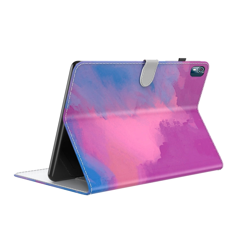 For Nokia T10 Watercolor Pattern Flip Leather Tablet Case(Purple Red) - Nokia by PMC TechLife | Online Shopping South Africa | PMC TechLife | Buy Now Pay Later Mobicred