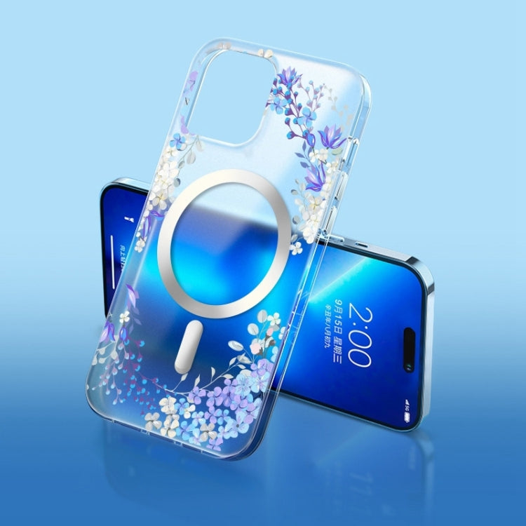 For iPhone 14 Pro Flower Frosted MagSafe Phone Case(Gypsophila) - iPhone 14 Pro Cases by PMC TechLife | Online Shopping South Africa | PMC TechLife