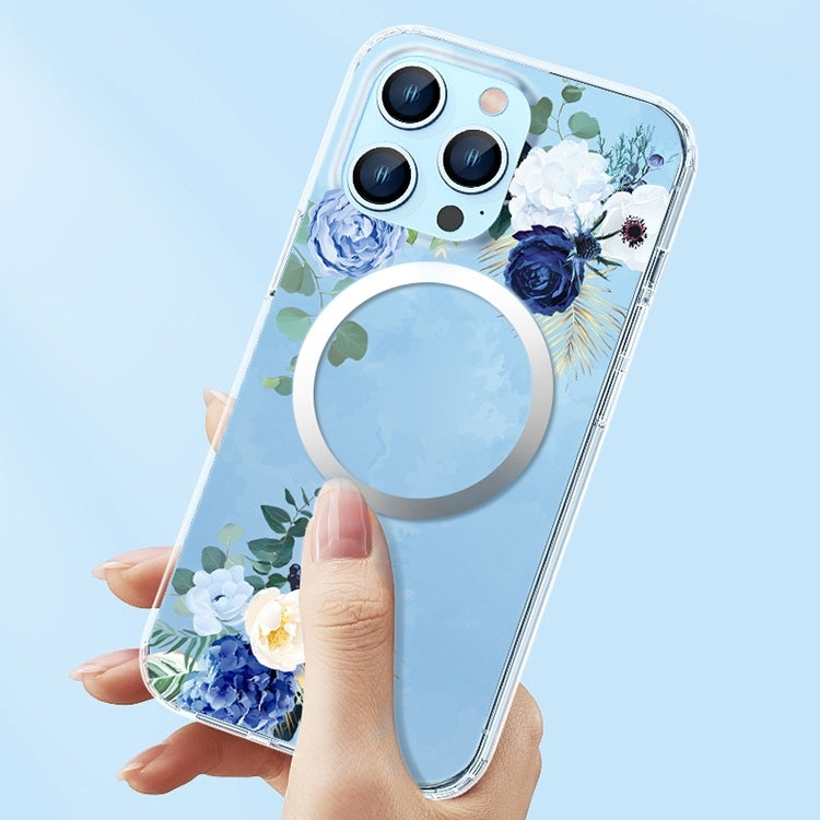 For iPhone 14 Pro Flower Frosted MagSafe Phone Case(Gypsophila) - iPhone 14 Pro Cases by PMC TechLife | Online Shopping South Africa | PMC TechLife