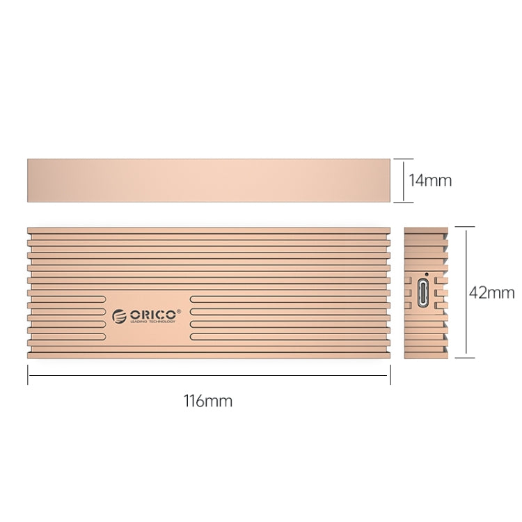 ORICO M233C3-G4-RG USB3.2 20Gbps M.2 NVMe SSD Enclosure(Gold) - HDD Enclosure by ORICO | Online Shopping South Africa | PMC Jewellery | Buy Now Pay Later Mobicred