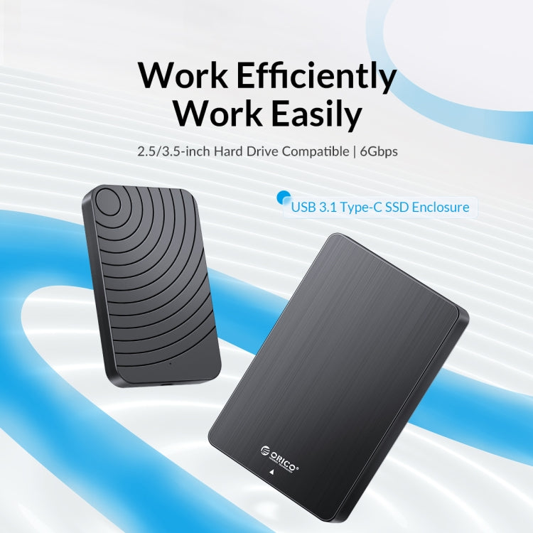 ORICO HM25C3 2.5 inch USB3.1 Gen1 Type-C Hard Drive Enclosure, Plug:US Plug(Black) - HDD Enclosure by ORICO | Online Shopping South Africa | PMC Jewellery | Buy Now Pay Later Mobicred