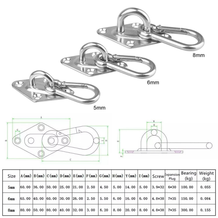 2 PCS 8mm 316 Stainless Steel Sand Bag Ceiling Hook Heavy Duty Swing Hangers - Tents & Accessories by PMC Jewellery | Online Shopping South Africa | PMC Jewellery