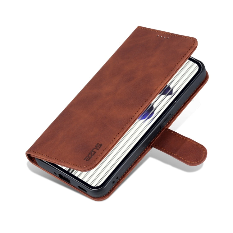 For Nothing Phone 1 AZNS Skin Feel Calf Texture Flip Leather Phone Case (Brown) - More Brand by AZNS | Online Shopping South Africa | PMC Jewellery | Buy Now Pay Later Mobicred