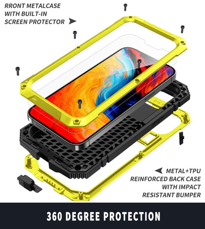 For iPhone 14 Plus R-JUST Shockproof Waterproof Dust-proof Case with Holder (Yellow) - iPhone 14 Plus Cases by R-JUST | Online Shopping South Africa | PMC Jewellery