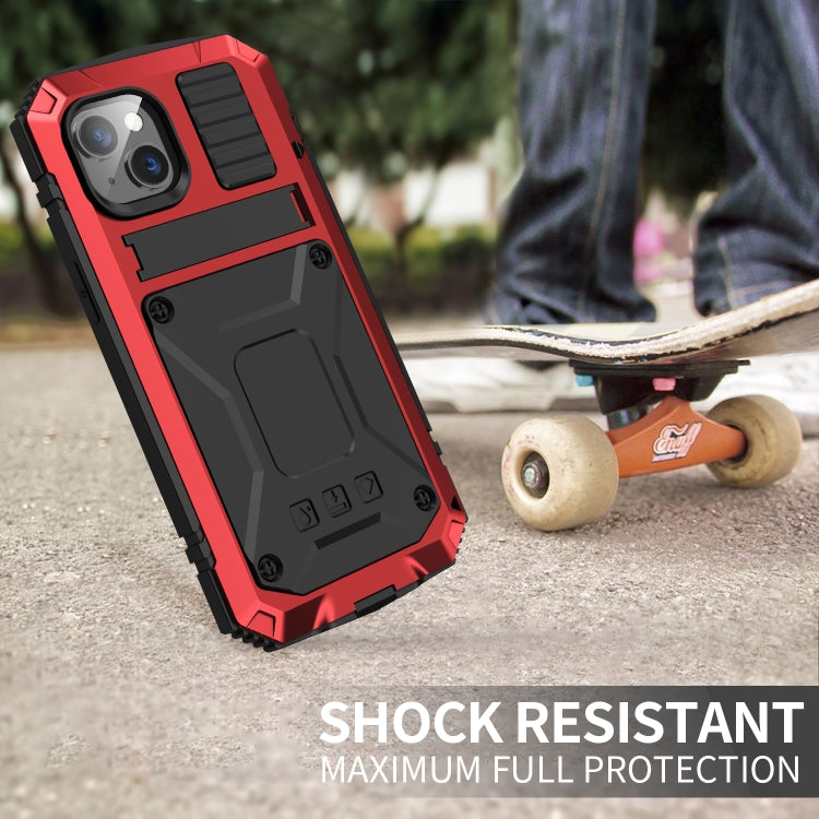 For iPhone 14 Plus R-JUST Shockproof Waterproof Dust-proof Case with Holder (Red) - free shipping - PMC TechLife - Order now!