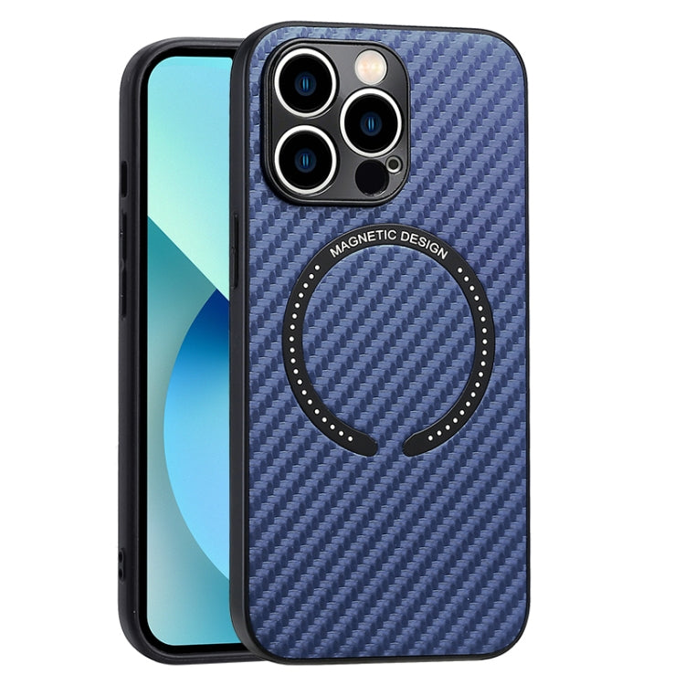 For iPhone 11 MagSafe Magnetic Carbon Fiber Texture Phone Case (Blue) - iPhone 11 Cases by PMC Jewellery | Online Shopping South Africa | PMC Jewellery