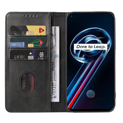 For Realme 9 Pro+ Magnetic Closure Leather Phone Case(Black) - OPPO Cases by PMC Jewellery | Online Shopping South Africa | PMC Jewellery | Buy Now Pay Later Mobicred