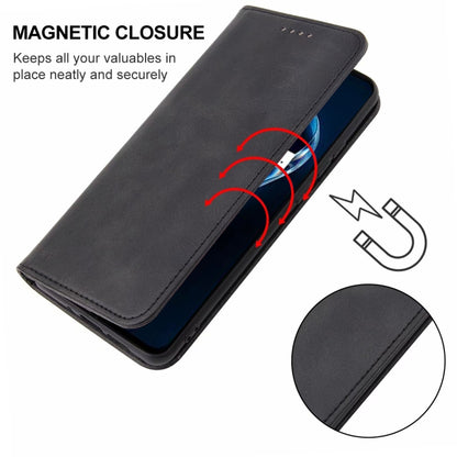 For Realme 9 Pro+ Magnetic Closure Leather Phone Case(Black) - OPPO Cases by PMC Jewellery | Online Shopping South Africa | PMC Jewellery | Buy Now Pay Later Mobicred