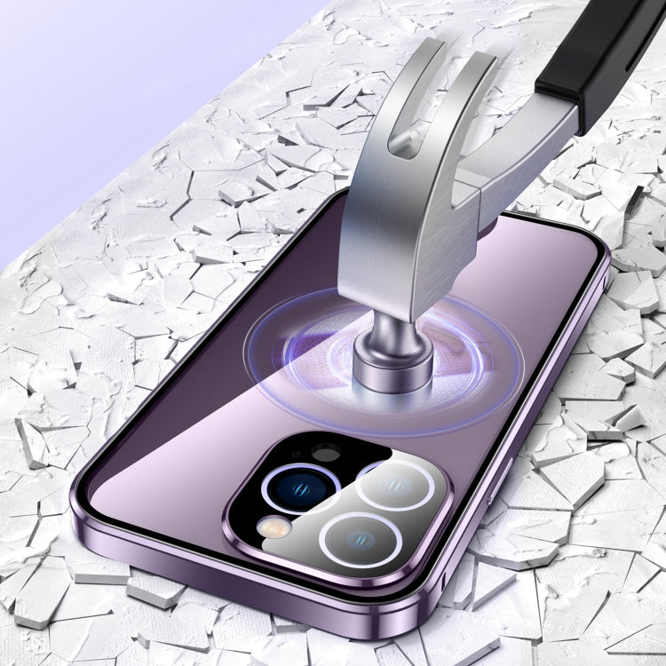 For iPhone 14 Pro Max Magnetic Double-buckle HD Tempered Glass Phone Case (Gold) - iPhone 14 Pro Max Cases by PMC TechLife | Online Shopping South Africa | PMC TechLife