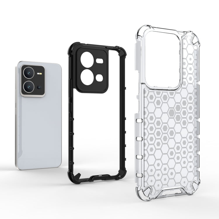 For vivo V25 5G / X80 Lite 5G Honeycomb Phone Case(Black) - vivo Cases by PMC Jewellery | Online Shopping South Africa | PMC Jewellery | Buy Now Pay Later Mobicred