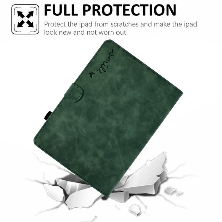 For Amazon Kindle Fire HD 10 2021 Embossed Smile Flip Tablet Leather Case(Green) - Amazon by PMC TechLife | Online Shopping South Africa | PMC TechLife | Buy Now Pay Later Mobicred