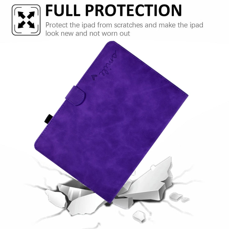 For Lenovo Tab M10 Embossed Smile Flip Tablet Leather Case(Purple) - Lenovo by PMC TechLife | Online Shopping South Africa | PMC TechLife | Buy Now Pay Later Mobicred