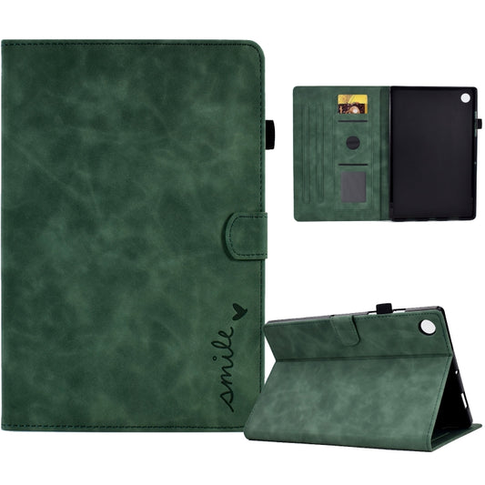 For Lenovo Tab M10 Plus 3rd Gen 10.6 inch Embossed Smile Flip Tablet Leather Case(Green) - Lenovo by PMC Jewellery | Online Shopping South Africa | PMC Jewellery | Buy Now Pay Later Mobicred