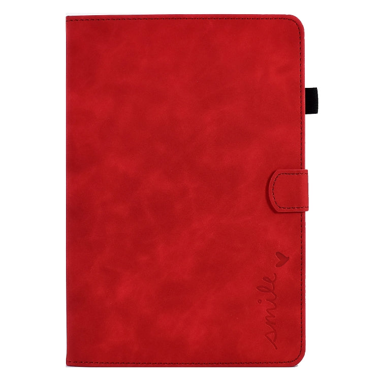 For Huawei MediaPad T5 Embossed Smile Flip Tablet Leather Case(Red) - Huawei by PMC TechLife | Online Shopping South Africa | PMC TechLife | Buy Now Pay Later Mobicred