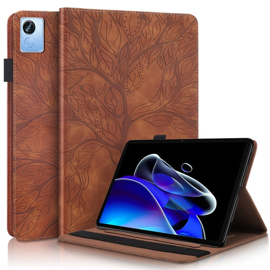 For OPPO Realme Pad X Life Tree Series Horizontal Flip Leather Tablet Case(Brown) - Realme by PMC Jewellery | Online Shopping South Africa | PMC Jewellery | Buy Now Pay Later Mobicred