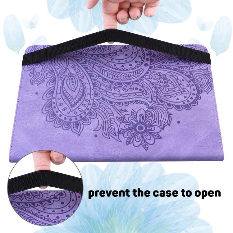 For Nokia T10 Peacock Embossed Pattern Leather Tablet Case(Purple) - Nokia by PMC TechLife | Online Shopping South Africa | PMC TechLife | Buy Now Pay Later Mobicred