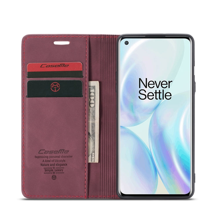 For OnePlus 8 CaseMe Multifunctional Horizontal Flip Leather Case, with Card Slot & Holder & Wallet(Wine Red) - OnePlus Cases by CaseMe | Online Shopping South Africa | PMC Jewellery | Buy Now Pay Later Mobicred