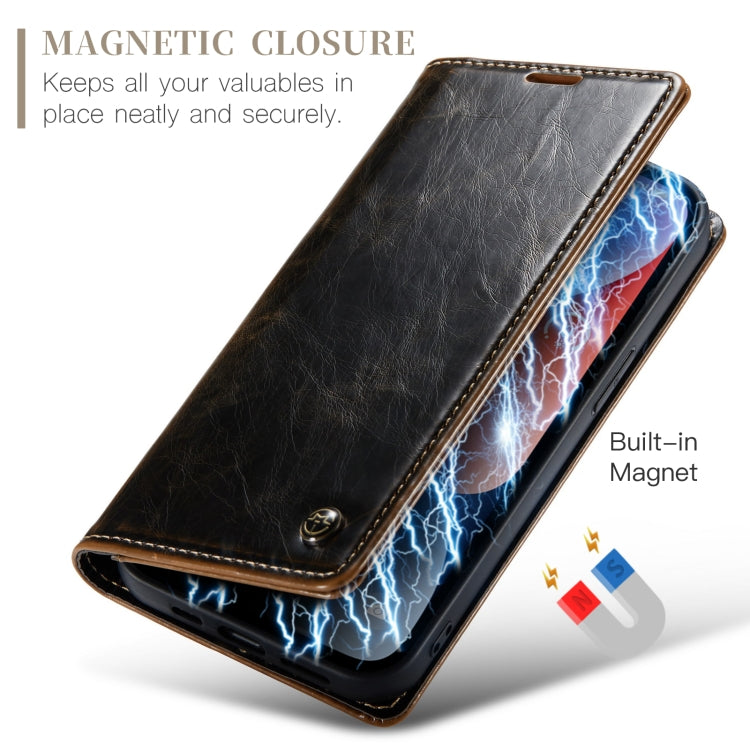 For iPhone 14 CaseMe 003 Crazy Horse Texture Leather Phone Case(Coffee) - iPhone 14 Cases by CaseMe | Online Shopping South Africa | PMC Jewellery | Buy Now Pay Later Mobicred