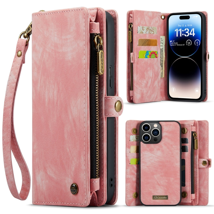 For iPhone 14 Pro Max CaseMe 008 Detachable Multifunctional Leather Phone Case(Pink) - free shipping - PMC Jewellery - Order now!
