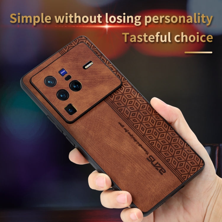 For vivo X80 Pro AZNS 3D Embossed Skin Feel Phone Case(Brown) - vivo Cases by AZNS | Online Shopping South Africa | PMC Jewellery