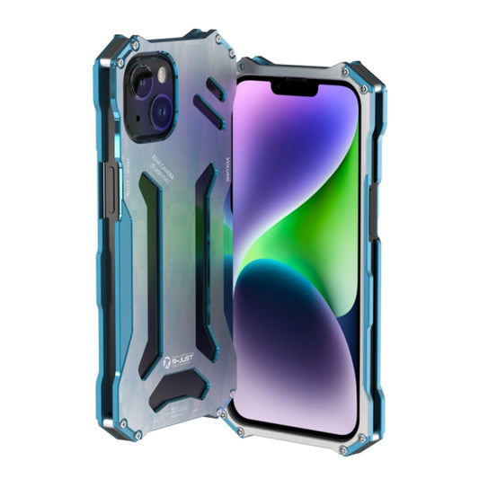 For iPhone 14 R-JUST RJ17 Shockproof Armor Metal Phone Case(Blue) - iPhone 14 Cases by R-JUST | Online Shopping South Africa | PMC Jewellery | Buy Now Pay Later Mobicred