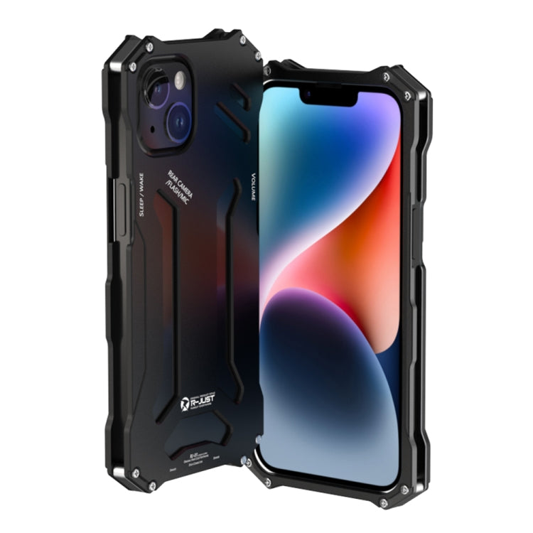 For iPhone 14 Plus R-JUST RJ17 Shockproof Armor Metal Phone Case(Black) - iPhone 14 Plus Cases by R-JUST | Online Shopping South Africa | PMC Jewellery | Buy Now Pay Later Mobicred