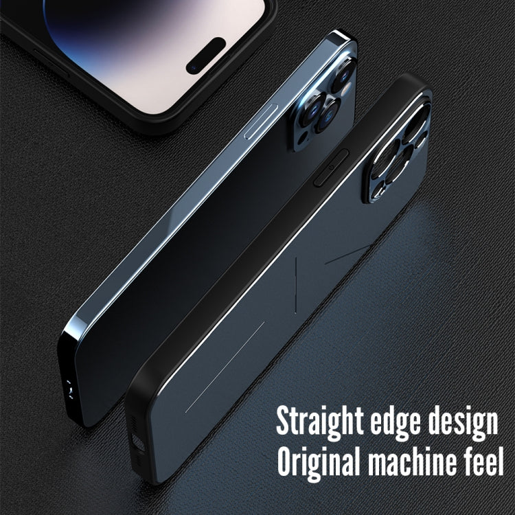 For iPhone 14 R-JUST RJ52 3-Line Style Metal TPU Shockproof Phone Case(Blue) - iPhone 14 Cases by R-JUST | Online Shopping South Africa | PMC TechLife | Buy Now Pay Later Mobicred
