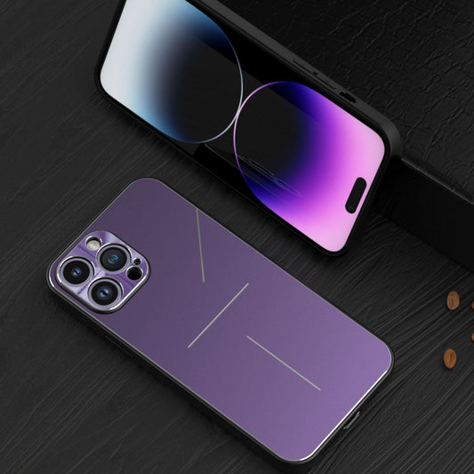 For iPhone 14 Pro R-JUST RJ52 3-Line Style Metal TPU Shockproof Phone Case(Purple) - iPhone 14 Pro Cases by R-JUST | Online Shopping South Africa | PMC Jewellery