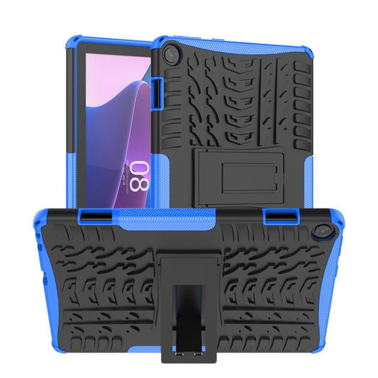 For Lenovo Tab M10 3rd Gen Tire Texture TPU + PC Tablet Case with Holder(Blue) - Lenovo by PMC Jewellery | Online Shopping South Africa | PMC Jewellery | Buy Now Pay Later Mobicred