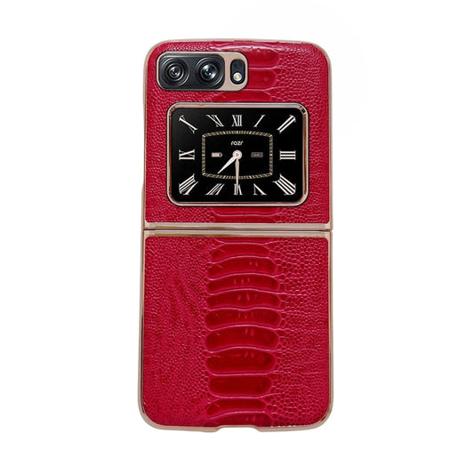 For Motorola Moto Razr 2022 Genuine Leather Weilai Series Nano Plating Phone Case(Red) - Motorola Cases by PMC Jewellery | Online Shopping South Africa | PMC Jewellery | Buy Now Pay Later Mobicred