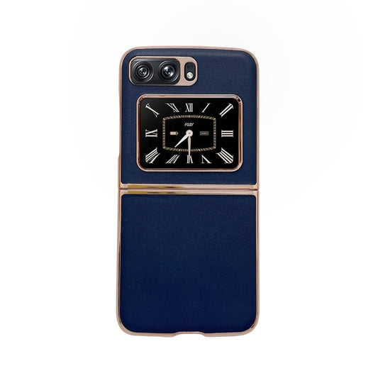 For Motorola Moto Razr 2022 Genuine Leather Xiaoya Series Nano Plating Phone Case(Blue) - Motorola Cases by PMC Jewellery | Online Shopping South Africa | PMC Jewellery | Buy Now Pay Later Mobicred