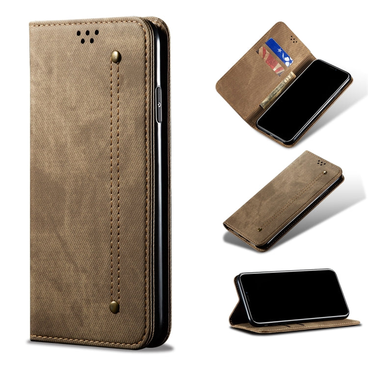 For OPPO Realme 6 Pro Denim Texture Casual Style Horizontal Flip Leather Case with Holder & Card Slots & Wallet(Khaki) - Realme Cases by PMC Jewellery | Online Shopping South Africa | PMC Jewellery | Buy Now Pay Later Mobicred