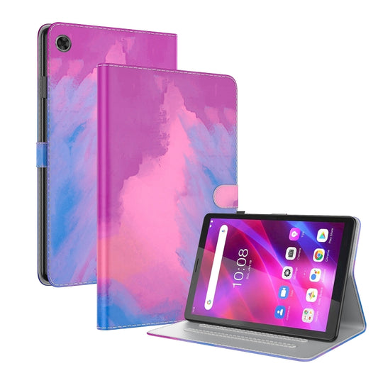 For Lenovo Tab M7 3rd Gen Watercolor Pattern Flip Leather Tablet Case(Purple Red) - Lenovo by PMC Jewellery | Online Shopping South Africa | PMC Jewellery | Buy Now Pay Later Mobicred