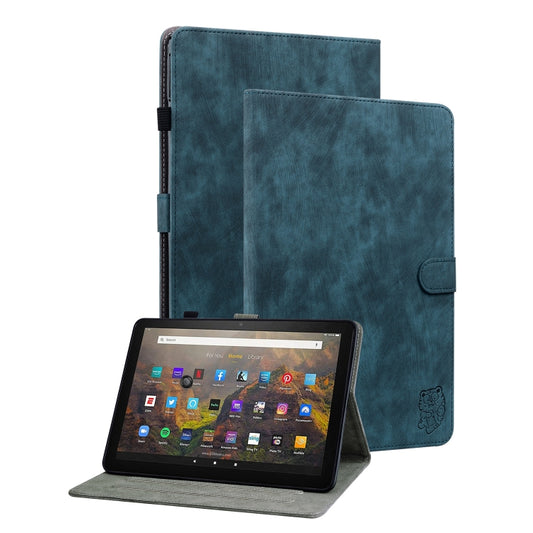 For Amazon Kindle Fire 7 2022 Tiger Pattern Flip Leather Tablet Case(Dark Blue) - Amazon by PMC Jewellery | Online Shopping South Africa | PMC Jewellery | Buy Now Pay Later Mobicred