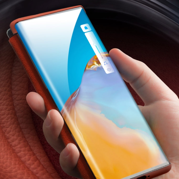 For Huawei P40 QIALINO Litchi Texture Side Window View Leather Phone Case(Black) - Huawei Cases by QIALINO | Online Shopping South Africa | PMC TechLife | Buy Now Pay Later Mobicred