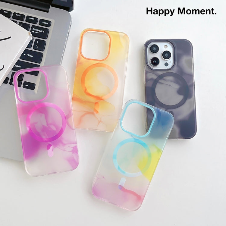 For iPhone 14 Pro Watercolor Magsafe Phone Case(Yellow) - iPhone 14 Pro Cases by PMC TechLife | Online Shopping South Africa | PMC TechLife
